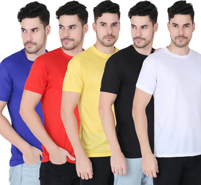 FABSHORE Solid Men Round Neck Multicolor T-Shirt