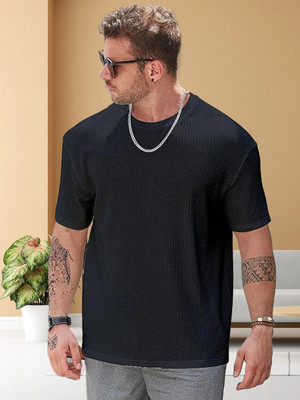 Madfrog Solid Men Round Neck Black T-Shirt