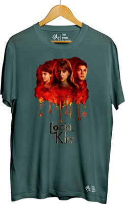 THE PRINT PLATTER Printed Men Round Neck Dark Green T-Shirt