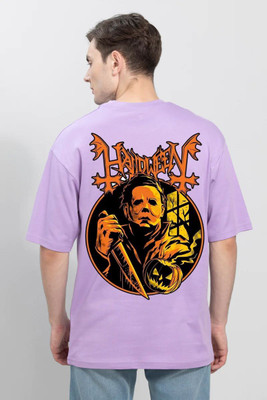Clickwell Trend Printed Men Round Neck Purple T-Shirt