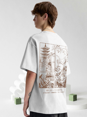 Pronk Graphic Print Men Round Neck White T-Shirt