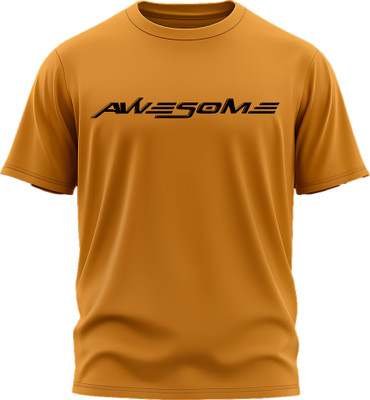 Jazira Typography Men Round Neck Yellow T-Shirt