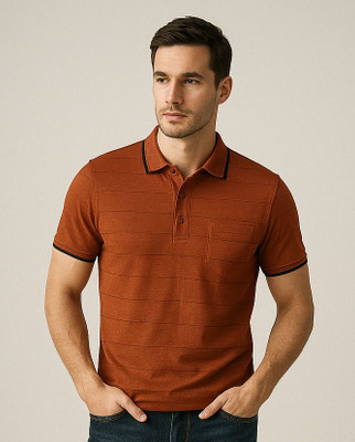 Fabc Solid Men Polo Neck Blue T-Shirt