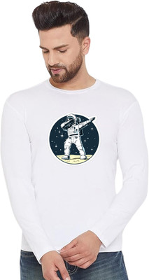LV CARE Printed, Self Design Men Round Neck White T-Shirt