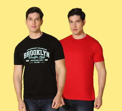 WOOSTRO Printed Men Round Neck Multicolor T-Shirt