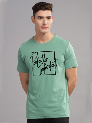 ADRO Printed Men Round Neck Light Green T-Shirt
