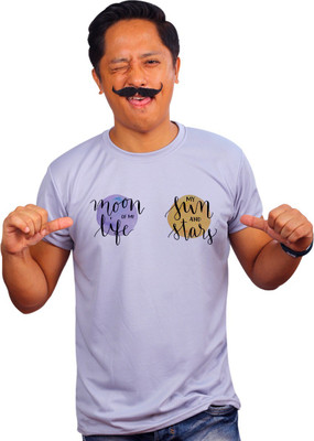 Mooch Wale Printed Men Round Neck Purple T-Shirt