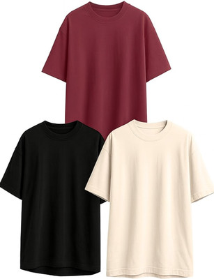 Roadster Solid Men Round Neck Multicolor T-Shirt