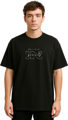 Buddy Collection Printed Men Round Neck Black T-Shirt