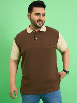 bigbanana Solid Men Polo Neck Brown T-Shirt