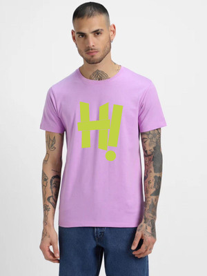 hesha Printed Men Round Neck Purple T-Shirt