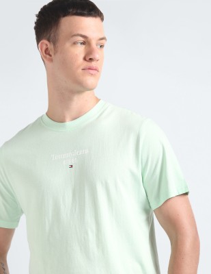 TOMMY HILFIGER Printed Men Round Neck Green T-Shirt