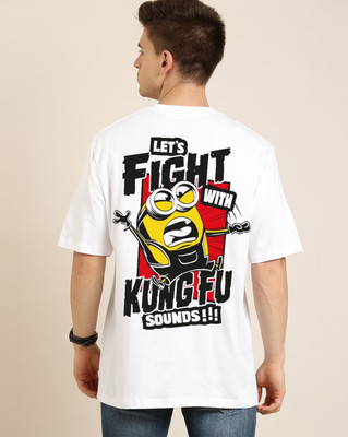 clickwell Printed, Typography Men Round Neck White T-Shirt