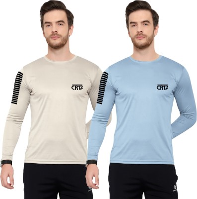 Cruister Sporty Men Round Neck Light Blue, Grey T-Shirt