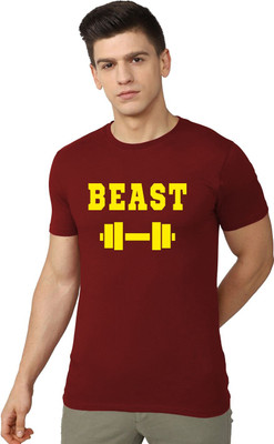 OrrganicChics Typography Men Round Neck Maroon T-Shirt