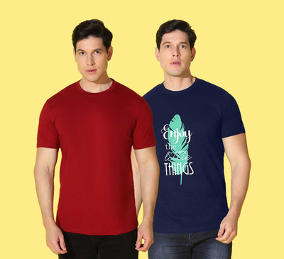 WOOSTRO Typography, Solid Men Round Neck Multicolor T-Shirt