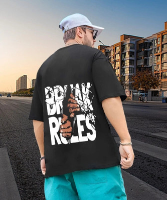 Clothy Trend Graphic Print Men Round Neck Black T-Shirt