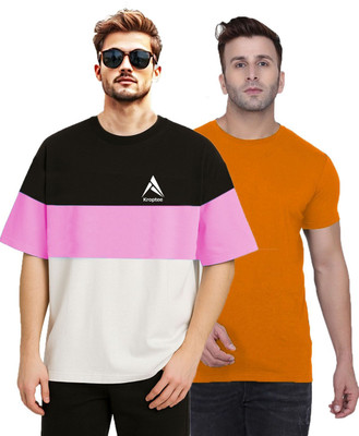 Kroptee Colorblock, Solid Men Round Neck Multicolor T-Shirt