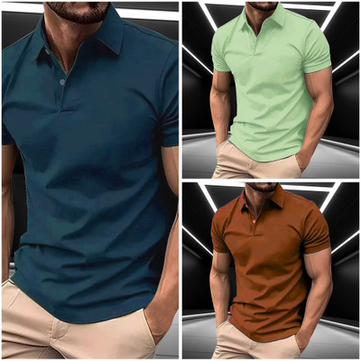 JAAPCLOTHING Solid Men Polo Neck Blue T-Shirt