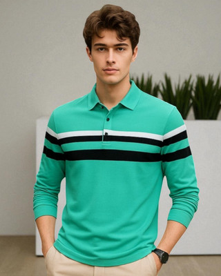 Autna Solid Men Polo Neck Green T-Shirt
