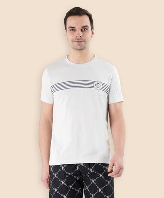 U.S. POLO ASSN. Striped Men Round Neck Grey T-Shirt