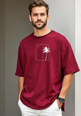 UrGear Printed Men Round Neck Maroon T-Shirt