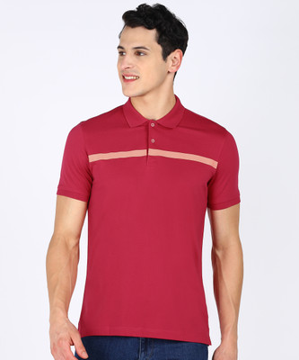 PARK AVENUE Solid Men Polo Neck Red T-Shirt