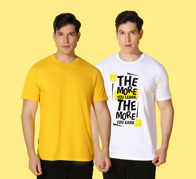 WOOSTRO Solid Men Round Neck Multicolor T-Shirt