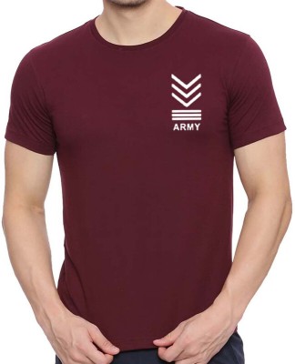 HIT SQUARE Graphic Print Men Round Neck Maroon T-Shirt