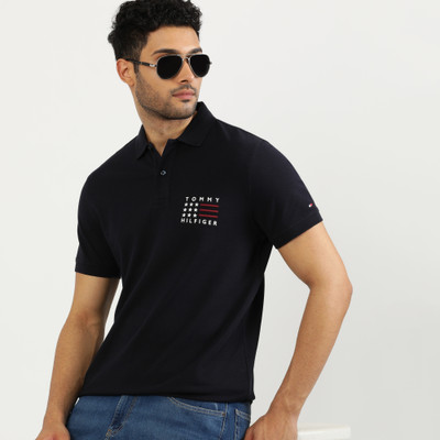 TOMMY HILFIGER Solid Men Polo Neck Blue T-Shirt