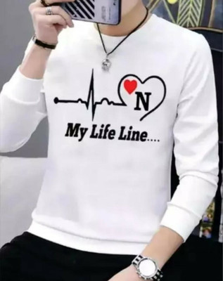 Amarcom Printed, Typography Men Round Neck White T-Shirt
