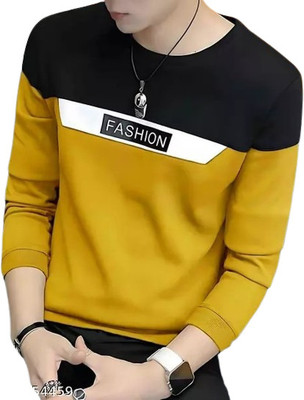 TEEMEX Colorblock Men Round Neck Multicolor T-Shirt