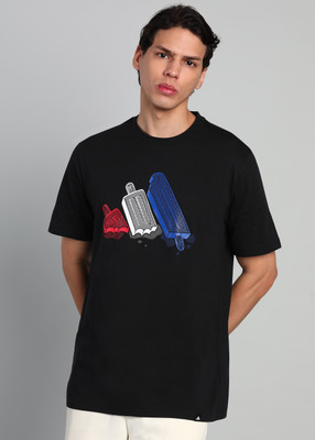 ADIDAS Graphic Print Men Round Neck Black T-Shirt