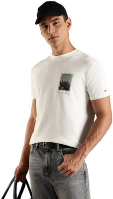 TOMMY HILFIGER Printed Men Crew Neck White T-Shirt