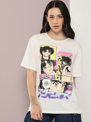 Kook N Keech Star Wars Graphic Print Women Round Neck White T-Shirt