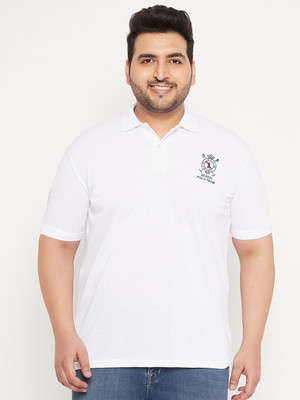 The Million Club Solid Men Polo Neck White T-Shirt