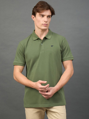 Club York Solid Men Polo Neck Green T-Shirt