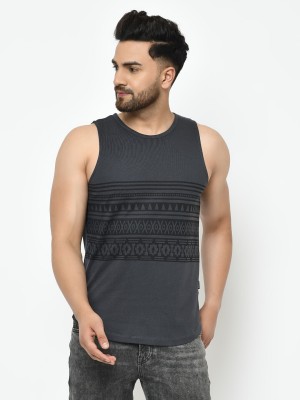 RIGO Printed Men Round Neck Grey T-Shirt