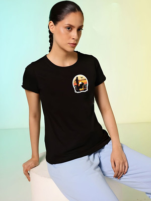 SZN Graphic Print Women Round Neck Black T-Shirt