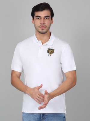 CANTABIL Solid Men Polo Neck White T-Shirt