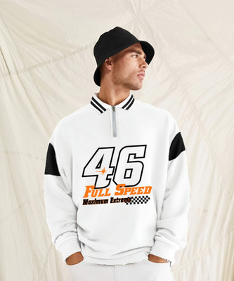 Jump Cuts Printed Men Polo Neck White T-Shirt