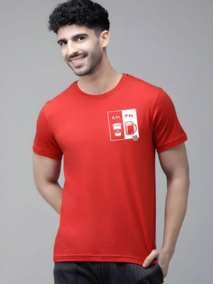 SZN Graphic Print Men Round Neck Red T-Shirt