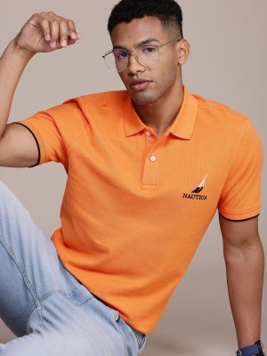 NAUTICA Solid Men Polo Neck Orange T-Shirt