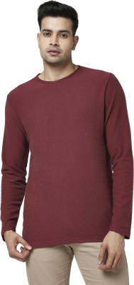 Byford by Pantaloons Solid Men Round Neck Maroon T-Shirt