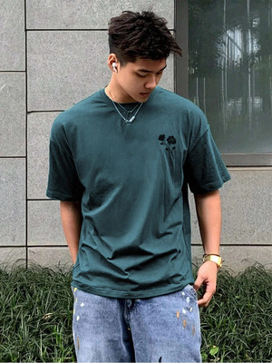 RIGO Typography Men Round Neck Green T-Shirt