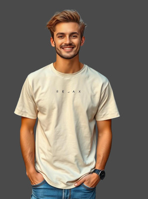 UrGear Printed Men Round Neck Beige T-Shirt