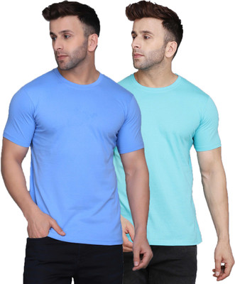SLOWLORIS Solid Men Round Neck Multicolor T-Shirt