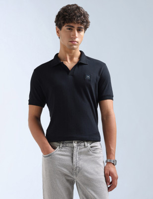 FLYING MACHINE Solid Men Polo Neck Blue T-Shirt