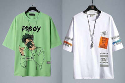 stylesmyth Printed Men Round Neck Green, White T-Shirt