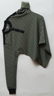 N AND J Striped Men Henley Neck Light Green, Black T-Shirt